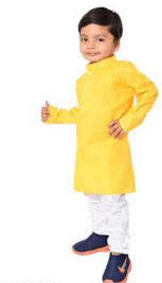 VC FASHION TREND Baby Boys Festive & Party Kurta and Pyjama Set(Yellow Pack of 1)