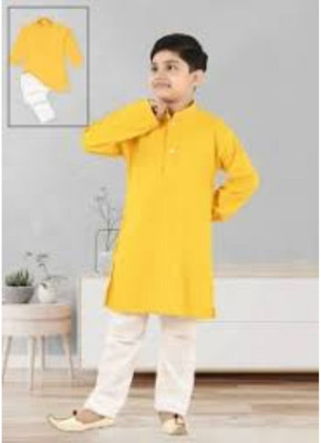 VDC FASHION HUB Baby Boys Festive & Party Kurta and Pyjama Set(Yellow Pack of 1)