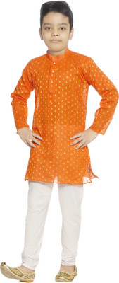FG FASHION Boys Festive & Party Kurta and Dhoti Pant Set(Orange Pack of 1)