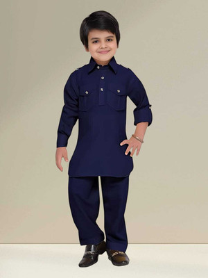 MUSTAKIN CREATION Baby Boys Casual Kurta and Pyjama Set(Blue Pack of 31)