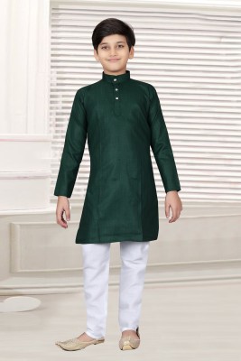 Bhavy fashion Baby Boys Casual Kurta and Pyjama Set(Green Pack of 1)
