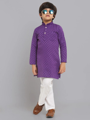 CENSAL Boys Festive & Party Kurta and Pyjama Set(Purple Pack of 1)