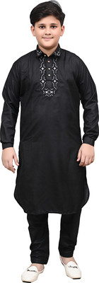 Pathani Boys Formal Pathani Suit Set(Black Pack of 1)