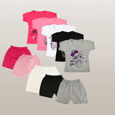 SRGARMENTS Baby Boys & Baby Girls Casual Top and Skirt Set(Multicolor Pack of 5)