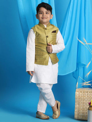 VASTRAMAY Boys Festive & Party Kurta and Pyjama Set(White Pack of 1)