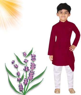 VC FASHION TREND Baby Boys Festive & Party Kurta and Pyjama Set(Maroon Pack of 1)