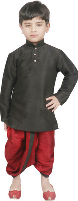 SG Boys Festive & Party Kurta and Dhoti Pant Set(Black Pack of 1)
