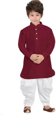 VividStyle Boys Festive & Party Kurta and Dhoti Pant Set(Maroon Pack of 1)