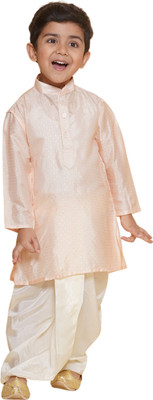 Sethukrishna Boys Festive & Party Kurta and Dhoti Pant Set(Orange Pack of 1)