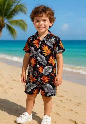 Milecto Boys & Girls Festive & Party Shirt, Waistcoat and Pant Set(Black Pack of 1)