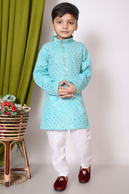 sahil collection Boys Festive & Party Kurta and Pyjama Set(Light Blue Pack of 1)