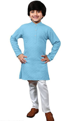 DIGIFASHION Boys Casual Kurta and Pyjama Set(Light Blue Pack of 1)