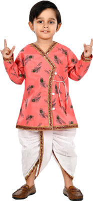 new gen Boys Festive & Party Kurta and Dhoti Pant Set(Pink Pack of 1)