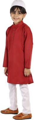 VC FASHION TREND Baby Boys Festive & Party Kurta and Pyjama Set(Maroon Pack of 1)