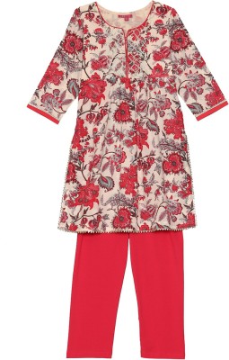 BIBA Girls Casual Kurta and Leggings Set(Multicolor Pack of 1)