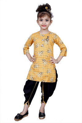 Hariyal Collection Girls Festive & Party Dhoti & Kurta Set(Yellow Pack of 1)