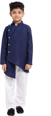 JS COLLECTION Boys Festive & Party Kurta and Pyjama Set(Blue Pack of 1)