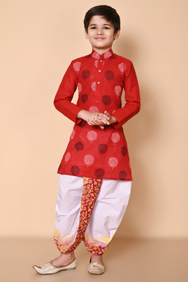 NFC CREATION Boys Festive & Party, Wedding Kurta and Dhoti Pant Set(Red Pack of 1)