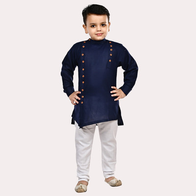 Superminis Baby Boys Festive & Party Kurta and Pyjama Set(Blue Pack of 1)