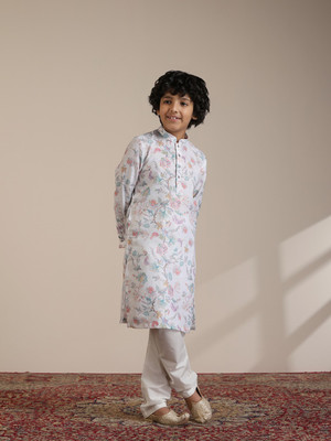 MANYAVAR Boys Festive & Party Kurta and Pyjama Set(White Pack of 1)