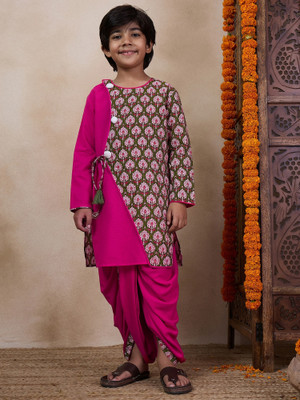 Pspeaches Boys Festive & Party Kurta and Pyjama Set(Purple Pack of 1)