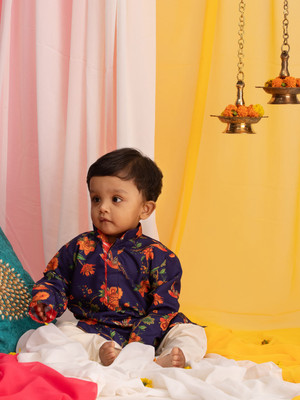 VASTRAMAY SISHU Baby Boys Casual, Formal, Wedding, Festive & Party Kurta and Pyjama Set(Blue Pack of 1)