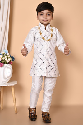 SMARTKIDS PLUS Baby Boys Festive & Party Kurta and Pyjama Set(White Pack of 1)