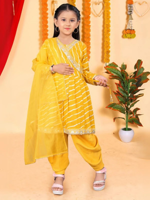 NAVLIK Girls Festive & Party Kurti, Patiala and Dupatta Set(Yellow Pack of 1)