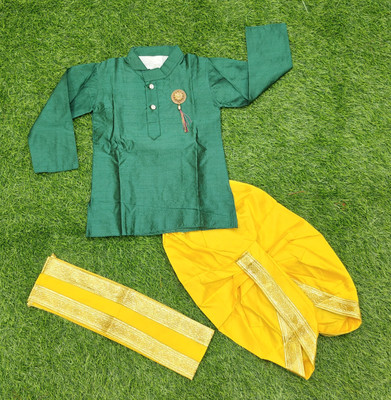 SR LASKAR FASHION Boys Festive & Party Dhoti & Kurta Set(Green Pack of 1)