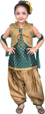 Hariyal Collection Girls Festive & Party Kurta and Patiala Set(Green Pack of 1)
