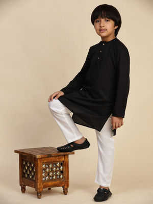 SKAVIJ Boys Festive & Party Kurta and Pyjama Set(Black Pack of 1)