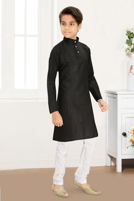 Shree Sundha Boys Festive & Party Kurta and Pyjama Set(Black Pack of 1)