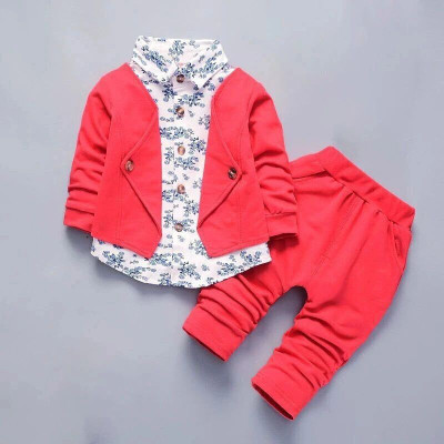 HouseOfCommon Baby Boys & Baby Girls Festive & Party Blazer and Pant Set(Red Pack of 1)