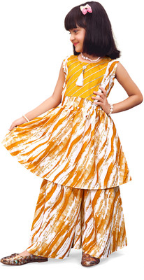 ALMS TRENDZ Girls Casual Kurta and Palazzo Set(Yellow Pack of 1)