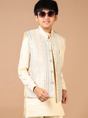 V-MART Boys Casual, Festive & Party, Formal, Wedding Kurta and Pyjama Set(Beige Pack of 3)