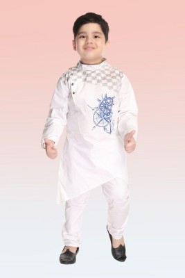 HENA TEXTILE Baby Boys Casual Kurta and Pyjama Set(White Pack of 1)