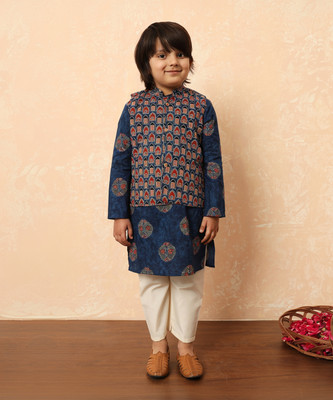 Readiprint Fashions Boys Festive & Party Kurta and Pyjama Set(Blue Pack of 1)