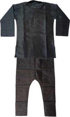 FMSE Boys Festive & Party Kurta and Pyjama Set(Black Pack of 1)