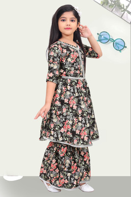 JULIO CESAR KIDS Girls Festive & Party Kurta and Patiala Set(Dark Green Pack of 1)