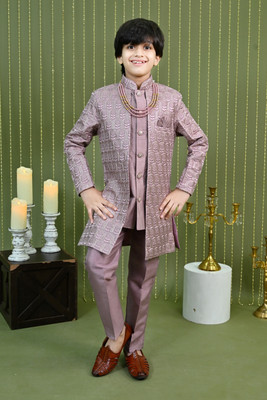 AHHAAAA Boys Festive & Party Sherwani and Churidar Set(Pink Pack of 1)