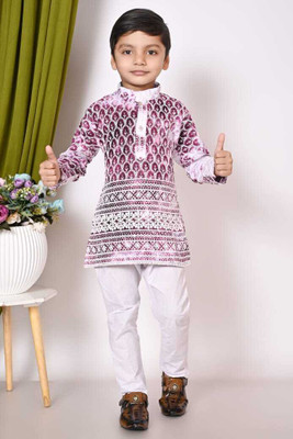 MARUF DRESSES Boys Festive & Party Kurta and Pyjama Set(Purple Pack of 1)