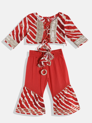 Readiprint Fashions Girls Festive & Party Kurta and Pyjama Set(Red Pack of 2)