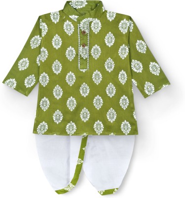 mustmom Baby Boys Festive & Party, Wedding Dhoti & Kurta Set(Green Pack of 1)