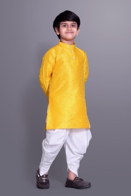 VALAKI Boys Festive & Party, Wedding, Casual Kurta and Dhoti Pant Set(Yellow Pack of 1)