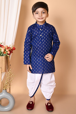 Elegant Attire Boys Festive & Party Kurta and Dhoti Pant Set(Blue Pack of 1)