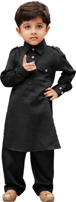 jbn CREATION Boys Festive & Party, Wedding Pathani Suit Set(Black Pack of 1)