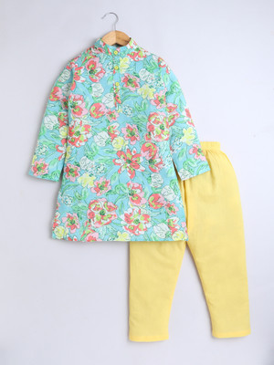 Aww Hunnie Boys Casual Kurta and Pyjama Set(Multicolor Pack of 2)