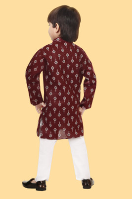 LABELZERO Boys Festive & Party Kurta and Pyjama Set(White Pack of 1)