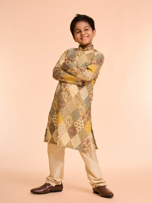 MANYAVAR Boys Festive & Party Kurta and Pyjama Set(Green Pack of 1)