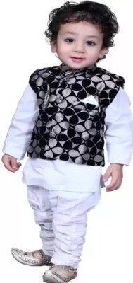 NXZ Baby Boys Festive & Party, Wedding, Casual Kurta, Waistcoat and Pyjama Set(White Pack of 1)